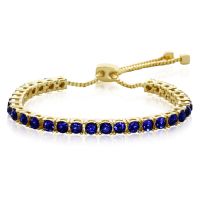 Sapphire Crystal Adjustable Bolo Bracelet In Gold Overlay