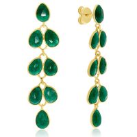 10 Carat Emerald Feather Earrings In 14K Yellow Gold
