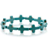 Turquoise Sideways Linked Cross Bracelet