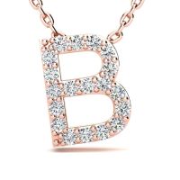 B Initial Necklace In 14K Rose Gold With 19 Diamonds