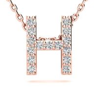 H Initial Necklace In 14K Rose Gold With 15 Diamonds
