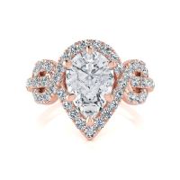 1 1/2 Carat Pear Shape Halo Diamond Fancy Engagement Ring In 14K Rose Gold