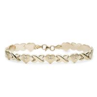 10K Yellow Gold Stamato XO Heart Bracelet, 8 Inches