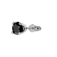 1/2ct Black Diamond SINGLE STUD Earring in White Gold