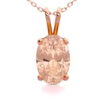 1/2 Carat Oval Shape Morganite Necklace In 14K Rose Gold Over Sterling Silver, 18 Inches