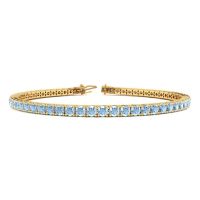 7 Inch 4 Carat Aquamarine Tennis Bracelet In 14K Yellow Gold
