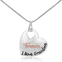 I Love Grandma Floating Heart Necklace, With Letter Engraved
