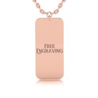 14K Rose Gold Over Sterling Silver Rectangular Tag Necklace With Free Custom Engraving, 18 Inches