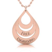 14K Rose Gold Over Sterling Silver Triple Teardrop Necklace With Free Custom Engraving, 18 Inches