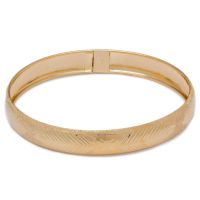 10K Yellow Gold Flexible Bangle Bracelet With Bow and Leaves Diamond Cut Design, 8 Inches