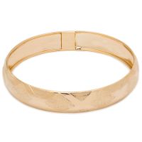 10K Yellow Gold Flexible Bangle Bracelet With High Polish Diamond Cut Design, 8 Inches