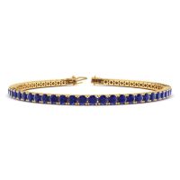 7 Inch 5 1/4 Carat Sapphire Tennis Bracelet In 14K Yellow Gold
