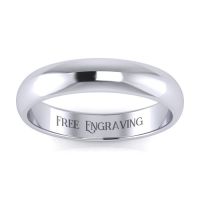 14K White Gold 4MM Ladies and Mens Wedding Band, Size 6.5, Free Engraving