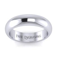 14K White Gold 5MM Ladies and Mens Wedding Band, Size 11, Free Engraving