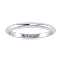 10K White Gold 2MM Heavy Comfort Fit Ladies and Mens Wedding Band, Size 5, Free Engraving