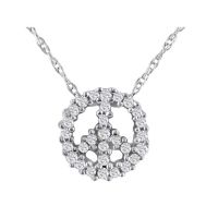 1/10ct Diamond Peace Sign Pendant in 10k White Gold, 31 Diamonds!