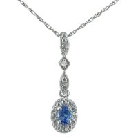 Dangle Style Tanzanite and Diamond Pendant in 10k White Gold