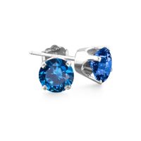 1 1/2ct Blue Diamond Stud Earrings in 14k White Gold
