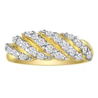 3/4ct 5-Row "Shrimp" Style Diamond Band in 10k Yellow Gold