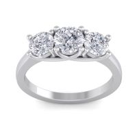 Huge 2ct Three Diamond Ring in 14k White Gold
