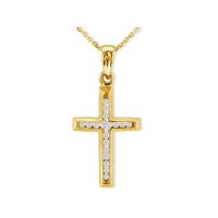1/8ct Diamond Cross Pendant in 10k Yellow Gold