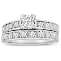 1ct Ladies Traditional Diamond Bridal Set, 14K White Gold