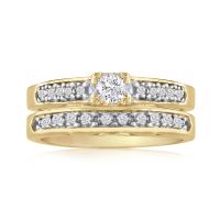 1ct Ladies Traditional Diamond Bridal Set, 14K Yellow Gold