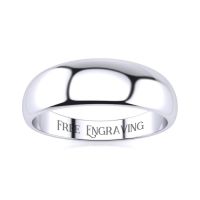 14K White Gold 6MM Heavy Tapered Ladies and Mens Wedding Band, Size 5.5, Free Engraving