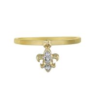 Fleur de Lis Charm Style Diamond Ring in 10k Yellow Gold