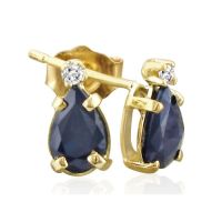2ct Pear Sapphire and Diamond Earrings in 14k Yellow Gold