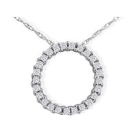 Sweet and Sparkly 1/10ct Circle Diamond Pendant in 10k White Gold