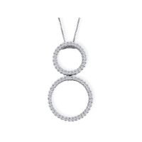 1/2ct Double Circle Diamond Pendant in 14k White Gold