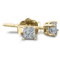 1/3ct Princess Diamond Stud Earrings In 14k Yellow Gold, I/J, SI