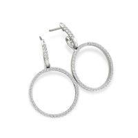 1/2ct Dangle Diamond Hoop Earrings in White Gold