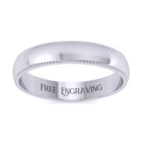 14K White Gold 4MM Heavy Milgrain Ladies and Mens Wedding Band, Size 8.5, Free Engraving