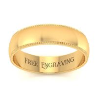 10K Yellow Gold 5MM Heavy Milgrain Ladies and Mens Wedding Band, Size 14, Free Engraving