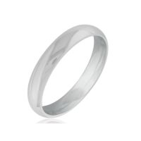 14 Karat White Gold 6mm Half Round Wedding Band, Size 4.5