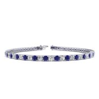 6 Inch 4 Carat Sapphire And Diamond Tennis Bracelet In 14K White Gold