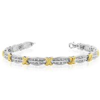 Two Tone 1/4 Carat Diamond X Tennis Bracelet, 7 Inches