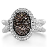 1/4 Carat Red Pave Diamond Byzantine Rope Ring In Sterling Silver