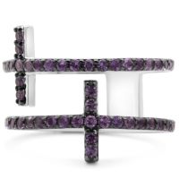 1.40 Carat Amethyst Sideways Cross Ring In Sterling Silver