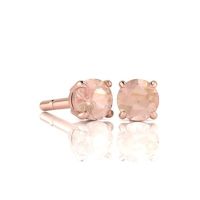 1/2 Carat Round Shape Morganite Stud Earrings In 14K Rose Gold Over Sterling Silver