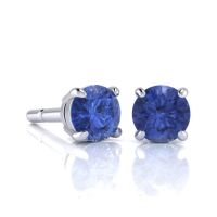 1 Carat Round Shape Tanzanite Stud Earrings In Sterling Silver