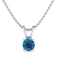 1/3ct Blue Diamond Solitaire Necklace In White Gold, 18 Inches