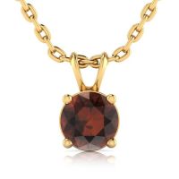 1ct Chocolate Bar Brown Champagne Diamond Solitaire Pendant In 14K Yellow Gold, 18 Inches