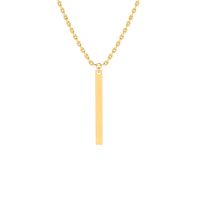 14K Yellow Gold Over Sterling Silver Vertical Bar Necklace With Free Custom Engraving, 18 Inches