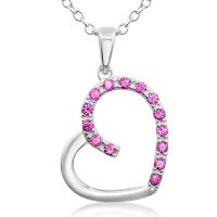 1/5 Carat Ruby Floating Heart Necklace In Sterling Silver, 18 Inches
