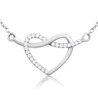 1/10 Carat Diamond Heart Crossover Necklace In Sterling Silver, 18 Inches