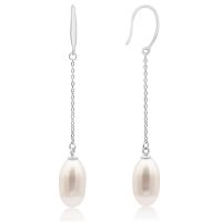 Freshwater Cultured Pearl Drop Earrings In Sterling Silver With Chain, 2 Inches