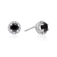 1/2ct Black and White Diamond Earrings, Sterling Silver